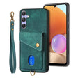 For Samsung Galaxy S25 5G Retro Card Wallet Fold Leather Phone Case with Strap(Green) - Galaxy S25 5G Cases by PMC TechLife | Online Shopping South Africa | PMC TechLife | Buy Now Pay Later Mobicred