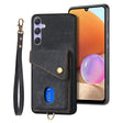 For Samsung Galaxy S25+ 5G Retro Card Wallet Fold Leather Phone Case with Strap(Black) - Galaxy S25+ 5G Cases by PMC TechLife | Online Shopping South Africa | PMC TechLife | Buy Now Pay Later Mobicred
