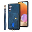 For Samsung Galaxy S25+ 5G Retro Card Wallet Fold Leather Phone Case with Strap(Blue) - Galaxy S25+ 5G Cases by PMC TechLife | Online Shopping South Africa | PMC TechLife | Buy Now Pay Later Mobicred