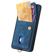 For Samsung Galaxy S25+ 5G Retro Card Wallet Fold Leather Phone Case with Strap(Blue)