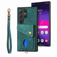 For Samsung Galaxy S25 Ultra 5G Retro Card Wallet Fold Leather Phone Case with Strap(Green) - Galaxy S25 Ultra 5G Cases by PMC TechLife | Online Shopping South Africa | PMC TechLife | Buy Now Pay Later Mobicred