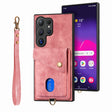 For Samsung Galaxy S25 Ultra 5G Retro Card Wallet Fold Leather Phone Case with Strap(Pink) - Galaxy S25 Ultra 5G Cases by PMC TechLife | Online Shopping South Africa | PMC TechLife | Buy Now Pay Later Mobicred