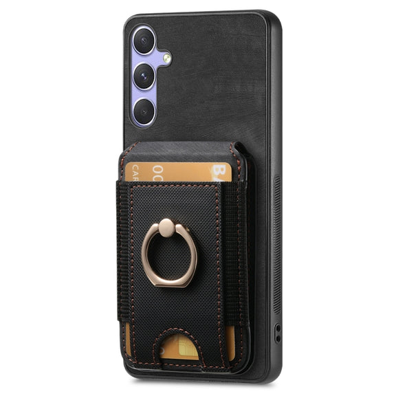 For Samsung Galaxy S25 5G Retro Splitable Magnetic Stand Card Bag Leather Phone Case(Black)