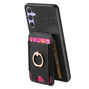 For Samsung Galaxy S25 5G Retro Splitable Magnetic Stand Card Bag Leather Phone Case(Black)