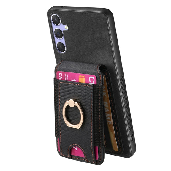 For Samsung Galaxy S25 5G Retro Splitable Magnetic Stand Card Bag Leather Phone Case(Black)
