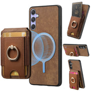 For Samsung Galaxy S25+ 5G Retro Splitable Magnetic Stand Card Bag Leather Phone Case(Brown)