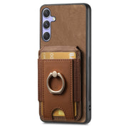 For Samsung Galaxy S25+ 5G Retro Splitable Magnetic Stand Card Bag Leather Phone Case(Brown)