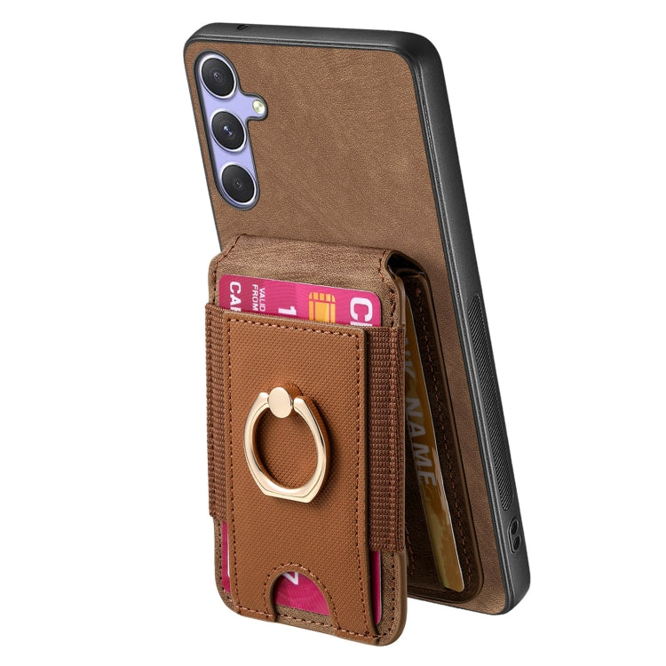 For Samsung Galaxy S25+ 5G Retro Splitable Magnetic Stand Card Bag Leather Phone Case(Brown)