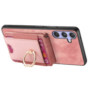 For Samsung Galaxy S25+ 5G Retro Splitable Magnetic Stand Card Bag Leather Phone Case(Pink)