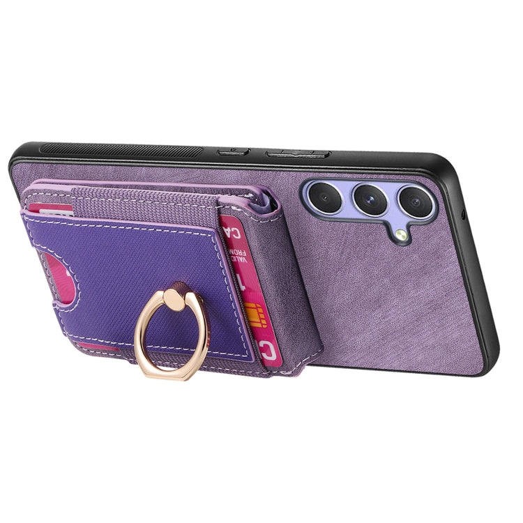 For Samsung Galaxy S25+ 5G Retro Splitable Magnetic Stand Card Bag Leather Phone Case(Purple)