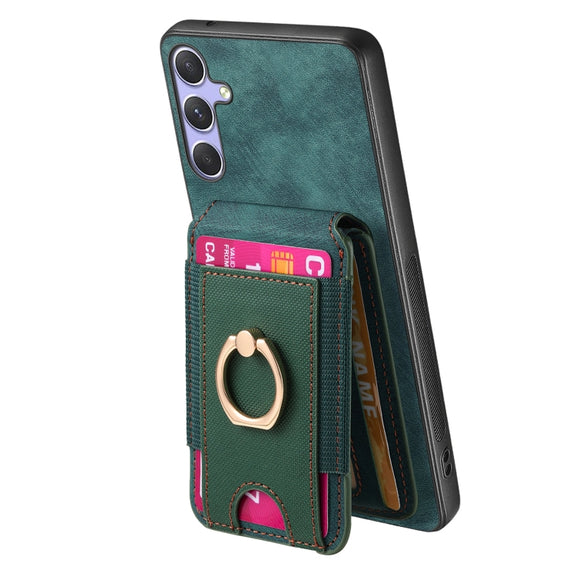 For Samsung Galaxy S25 Ultra 5G Retro Splitable Magnetic Stand Card Bag Leather Phone Case(Green)