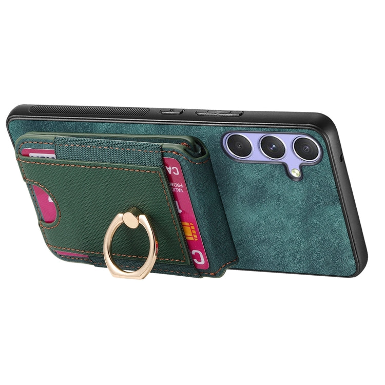 For Samsung Galaxy S25 Ultra 5G Retro Splitable Magnetic Stand Card Bag Leather Phone Case(Green)
