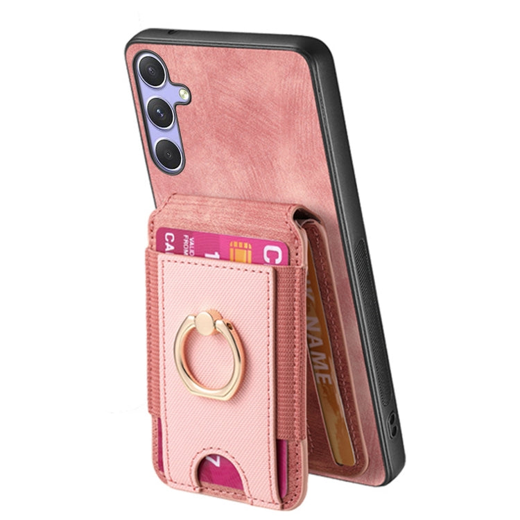 For Samsung Galaxy S25 Ultra 5G Retro Splitable Magnetic Stand Card Bag Leather Phone Case(Pink)