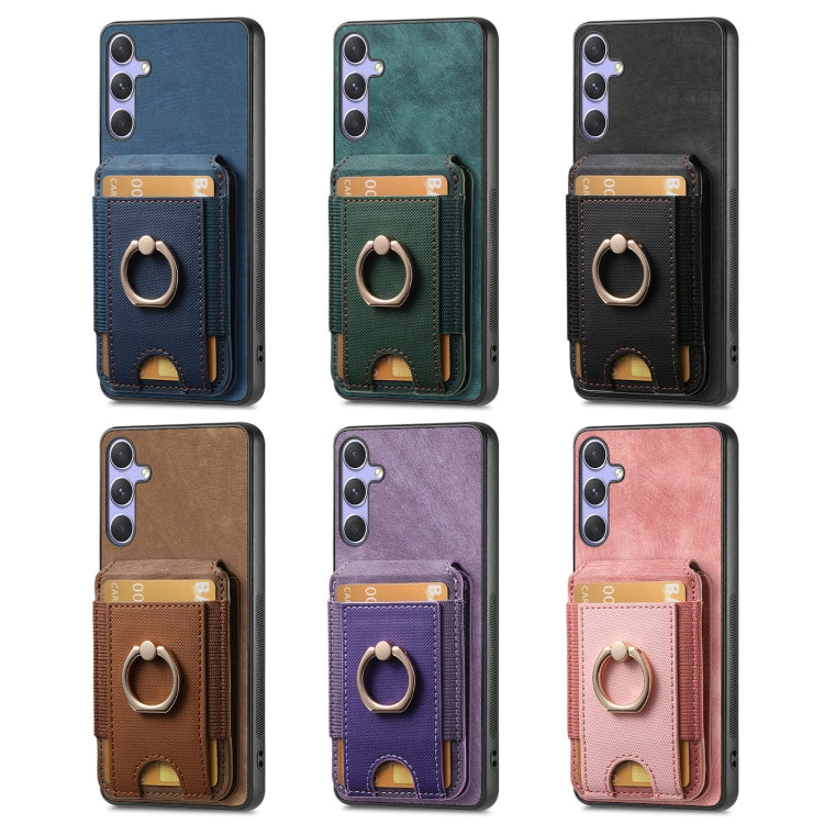 For Samsung Galaxy S25+ 5G Retro Splitable Magnetic Stand Card Bag Leather Phone Case(Black)