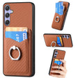 For Samsung Galaxy S25 5G Carbon Fiber Card Wallet Ring Phone Case(Brown) - Galaxy S25 5G Cases by PMC Jewellery | Online Shopping South Africa | PMC Jewellery | Buy Now Pay Later Mobicred