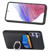 For Samsung Galaxy S25+ 5G Carbon Fiber Card Wallet Ring Phone Case(Black)