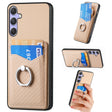 For Samsung Galaxy S25+ 5G Carbon Fiber Card Wallet Ring Phone Case(Khaki) - Galaxy S25+ 5G Cases by PMC Jewellery | Online Shopping South Africa | PMC Jewellery | Buy Now Pay Later Mobicred