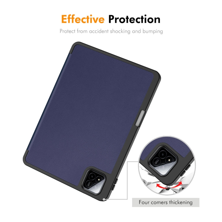 For Xiaomi Pad 7 / 7 Pro 11.2 ENKAY Tri-fold Custer Texture TPU Leather Smart Tablet Case with Pen Slot(Grey)