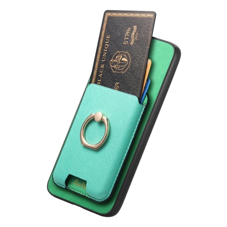 For Samsung Galaxy S25 5G Retro Cross Leather Ring Vertical Insert Card Bag MagSafe Phone Case(Green)