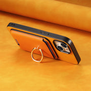 For Samsung Galaxy S25+ 5G Retro Cross Leather Ring Vertical Insert Card Bag MagSafe Phone Case(Yellow)