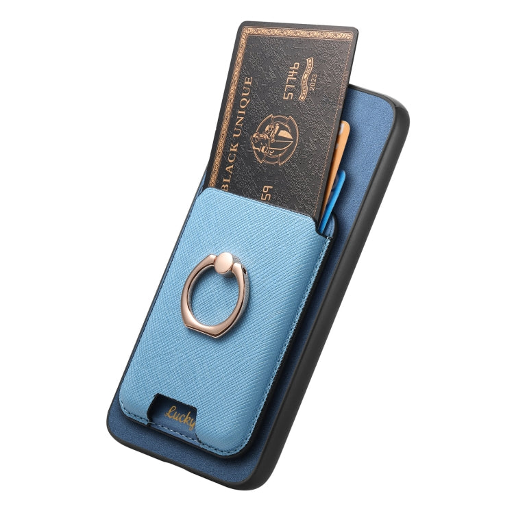 For Samsung Galaxy S25+ 5G Retro Cross Leather Ring Vertical Insert Card Bag MagSafe Phone Case(Blue)