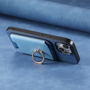 For Samsung Galaxy S25+ 5G Retro Cross Leather Ring Vertical Insert Card Bag MagSafe Phone Case(Blue)