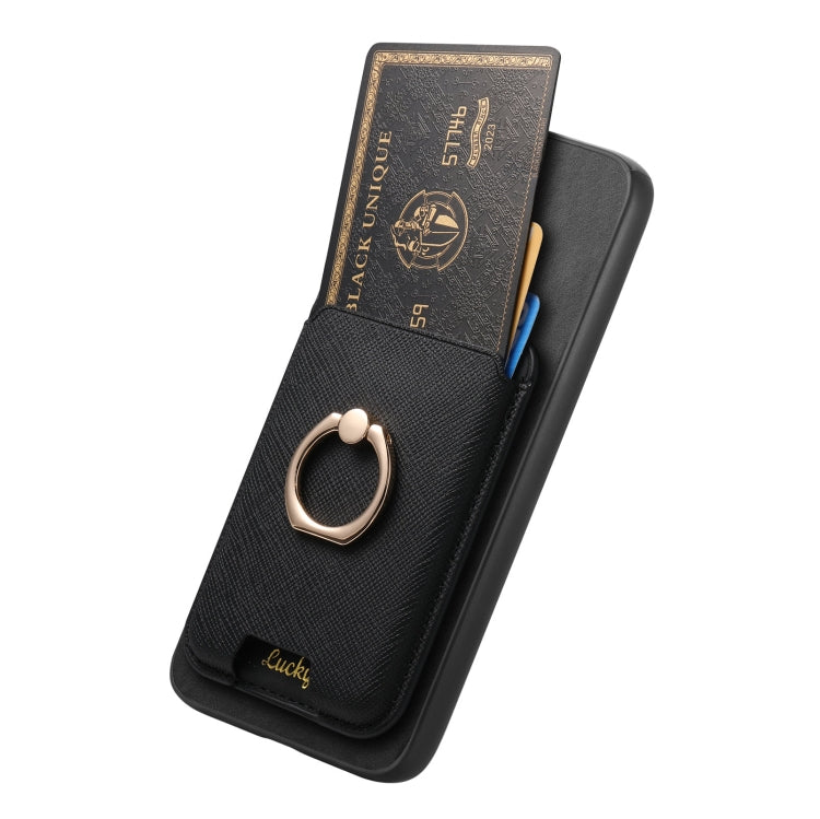 For Samsung Galaxy S25+ 5G Retro Cross Leather Ring Vertical Insert Card Bag MagSafe Phone Case(Black)