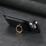 For Samsung Galaxy S25+ 5G Retro Cross Leather Ring Vertical Insert Card Bag MagSafe Phone Case(Black)
