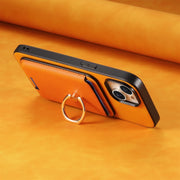 For Samsung Galaxy S25 Ultra 5G Retro Cross Leather Ring Vertical Insert Card Bag MagSafe Phone Case(Yellow)