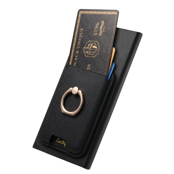 For Samsung Galaxy S25 Ultra 5G Retro Cross Leather Ring Vertical Insert Card Bag MagSafe Phone Case(Black)