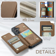 For Samsung Galaxy S25 5G CaseMe C22 Card Slots Holder RFID Anti-theft Phone Case(Brown)