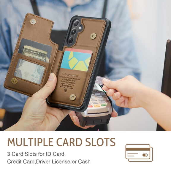 For Samsung Galaxy S25 5G CaseMe C22 Card Slots Holder RFID Anti-theft Phone Case(Brown)