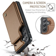 For Samsung Galaxy S25 5G CaseMe C22 Card Slots Holder RFID Anti-theft Phone Case(Brown)