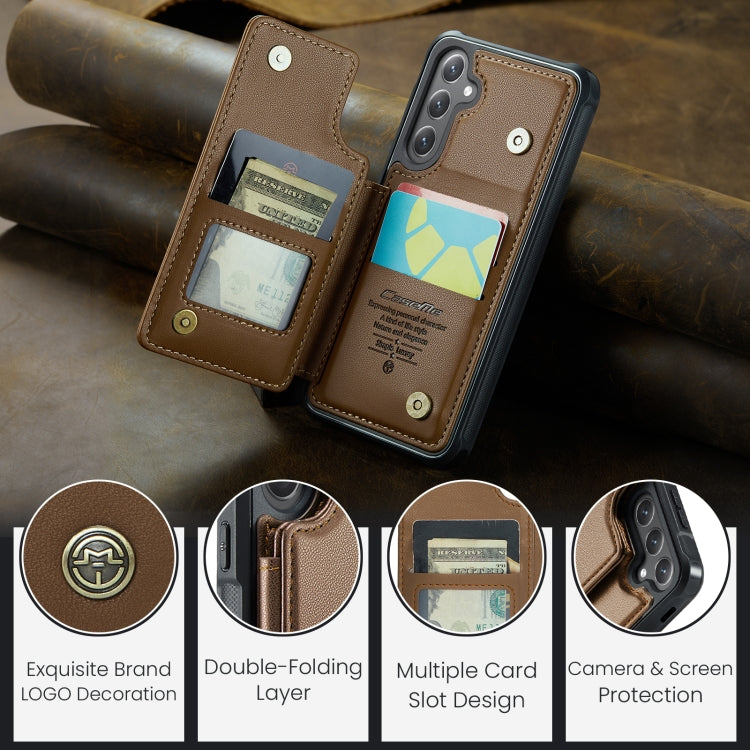 For Samsung Galaxy S25 5G CaseMe C22 Card Slots Holder RFID Anti-theft Phone Case(Brown)