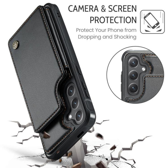 For Samsung Galaxy S25+ 5G CaseMe C22 Card Slots Holder RFID Anti-theft Phone Case(Black)