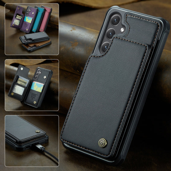 For Samsung Galaxy S25+ 5G CaseMe C22 Card Slots Holder RFID Anti-theft Phone Case(Black)