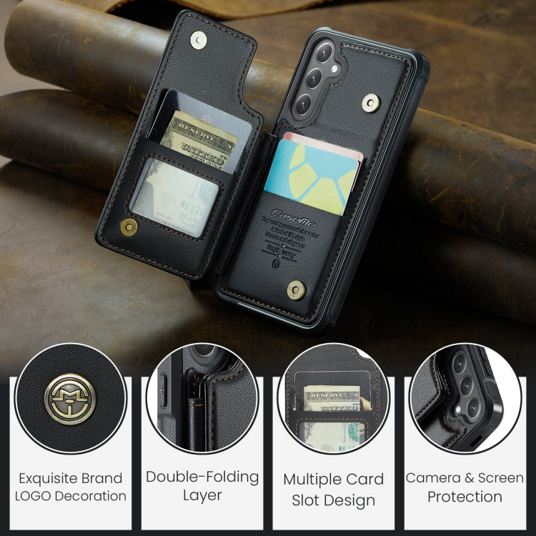 For Samsung Galaxy S25+ 5G CaseMe C22 Card Slots Holder RFID Anti-theft Phone Case(Black)