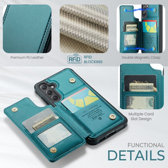 For Samsung Galaxy S25+ 5G CaseMe C22 Card Slots Holder RFID Anti-theft Phone Case(Green)