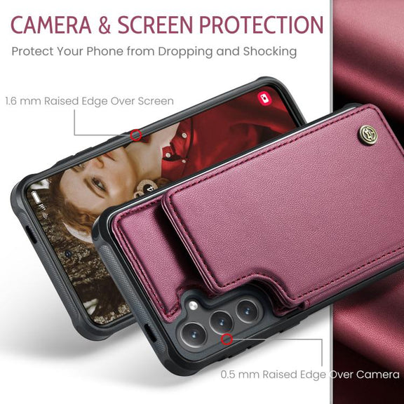 For Samsung Galaxy S25+ 5G CaseMe C22 Card Slots Holder RFID Anti-theft Phone Case(Red)
