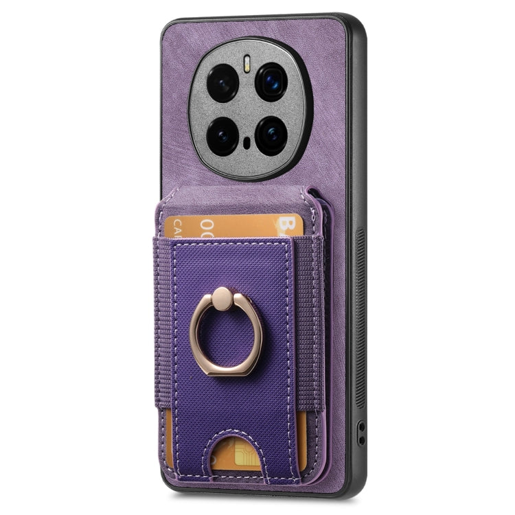 For Honor Magic7 Pro Retro Splitable Magnetic Stand Card Bag Leather Phone Case(Purple)