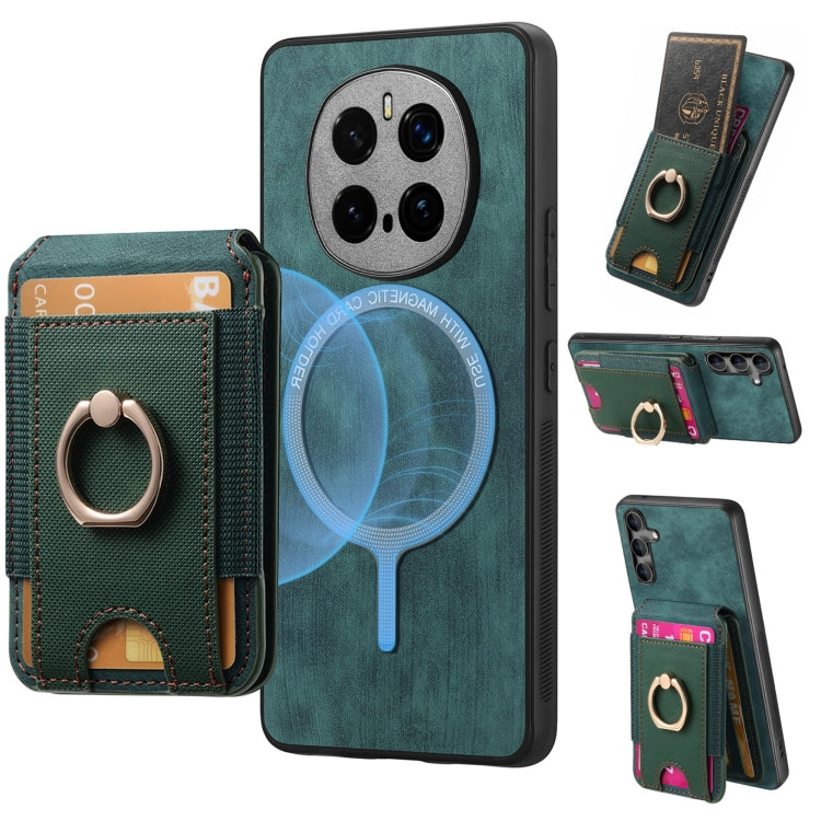For Honor Magic7 Pro Retro Splitable Magnetic Stand Card Bag Leather Phone Case(Green)