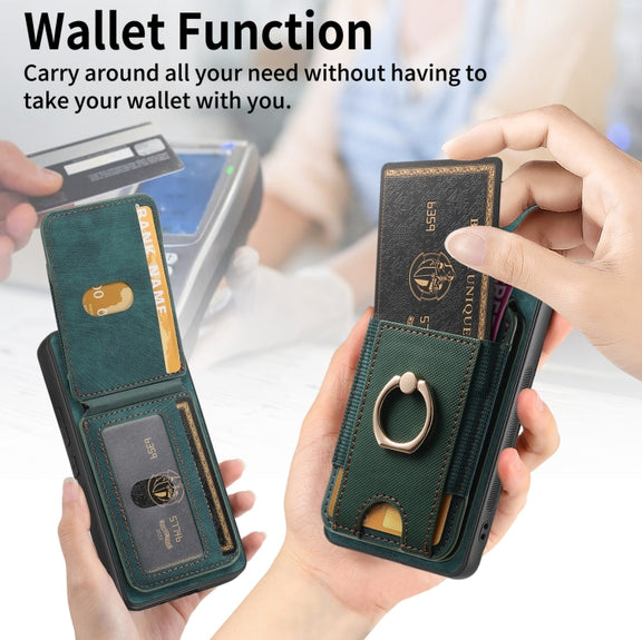 For Honor Magic7 Pro Retro Splitable Magnetic Stand Card Bag Leather Phone Case(Green)