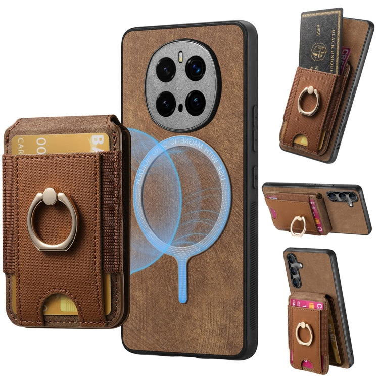For Honor Magic7 Pro Retro Splitable Magnetic Stand Card Bag Leather Phone Case(Brown)