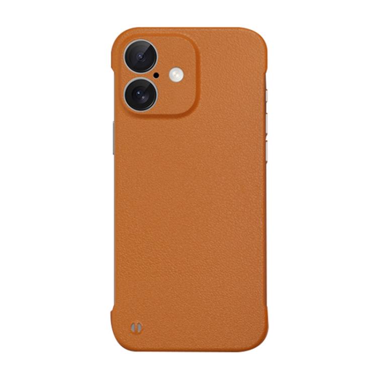 For iPhone 16 Plus Frameless Litchi Texture PC Phone Case(Orange)
