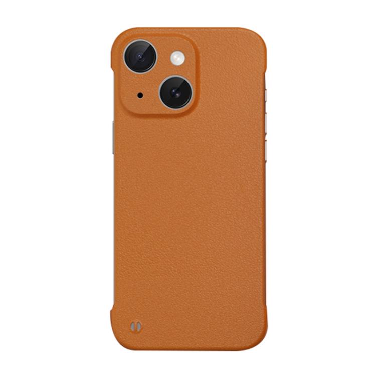 For iPhone 15 Plus Frameless Litchi Texture PC Phone Case(Orange)