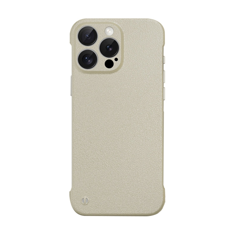 For iPhone 13 Pro Max Frameless Litchi Texture PC Phone Case(Light Yellow)