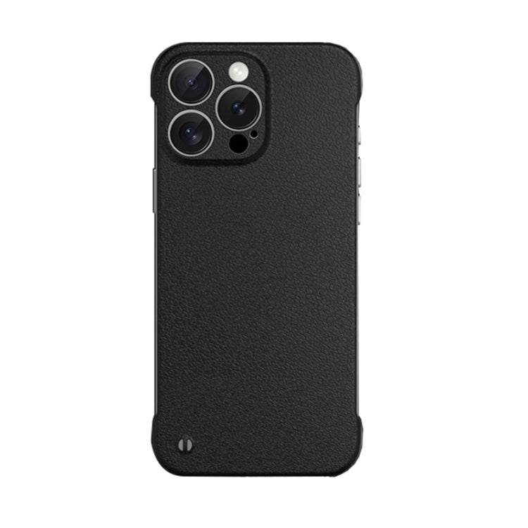For iPhone 12 Pro Frameless Litchi Texture PC Phone Case(Graphite Black)