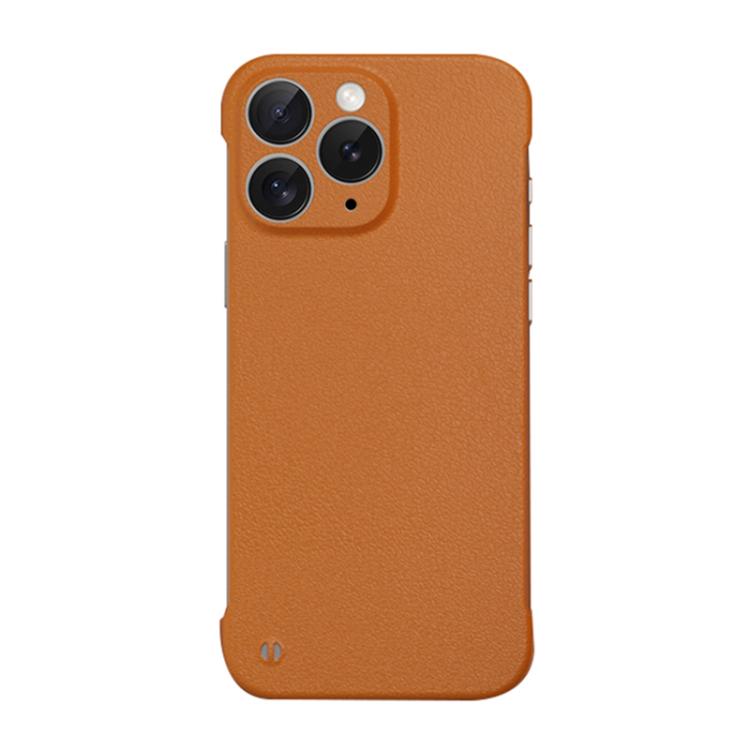 For iPhone 11 Pro Max Frameless Litchi Texture PC Phone Case(Orange)