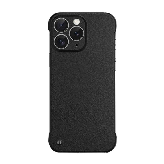 For iPhone 11 Pro Max Frameless Litchi Texture PC Phone Case(Graphite Black)