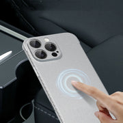 For iPhone 15 Frameless Litchi Texture PC Phone Case(Orange)